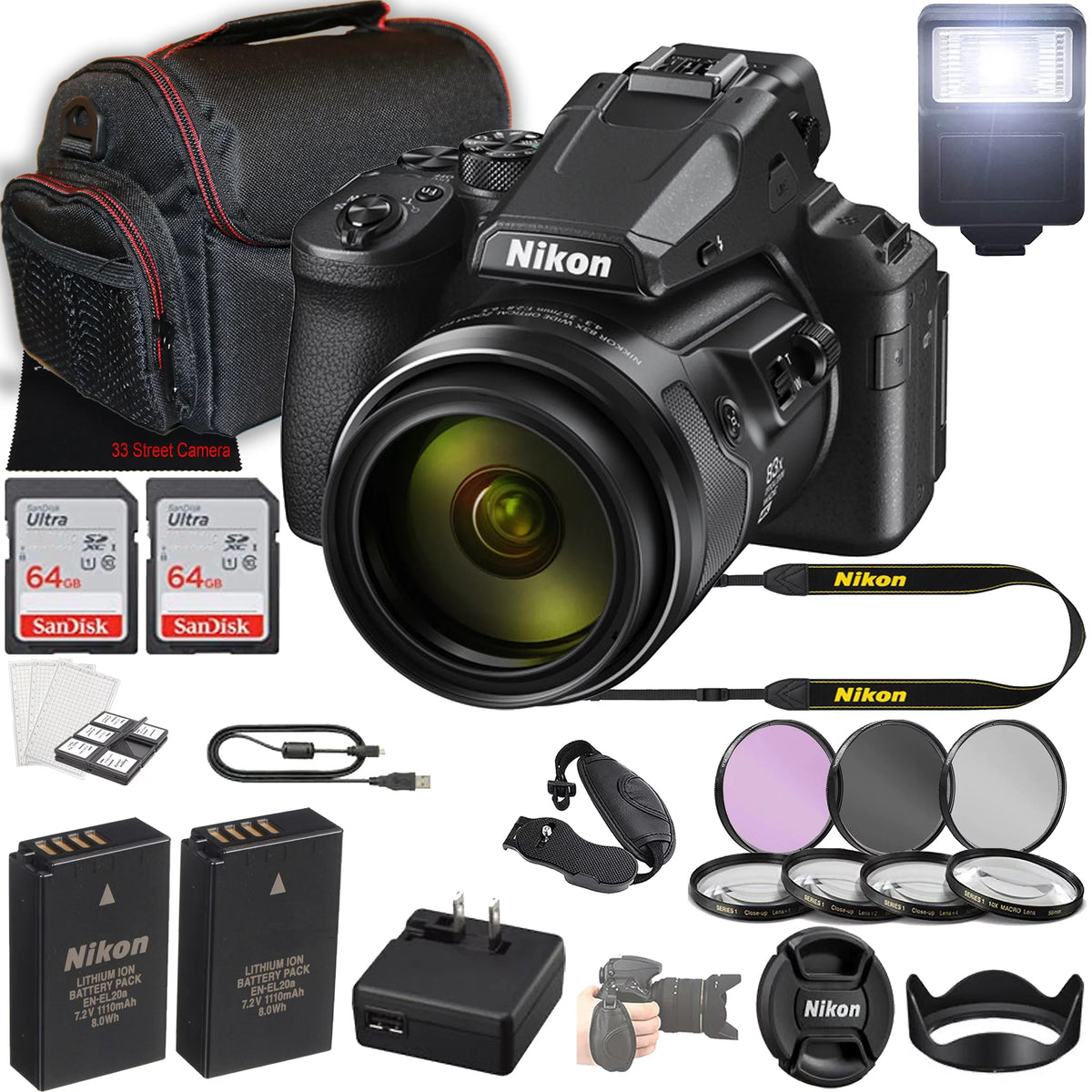 '+ COOLPIX P950 Case 16MP Camera Filter Shoot Bundle) (24pc + + 83x and Filters Nikon Memory + More Optical Piece Digital + Kit 3 Point 128GB