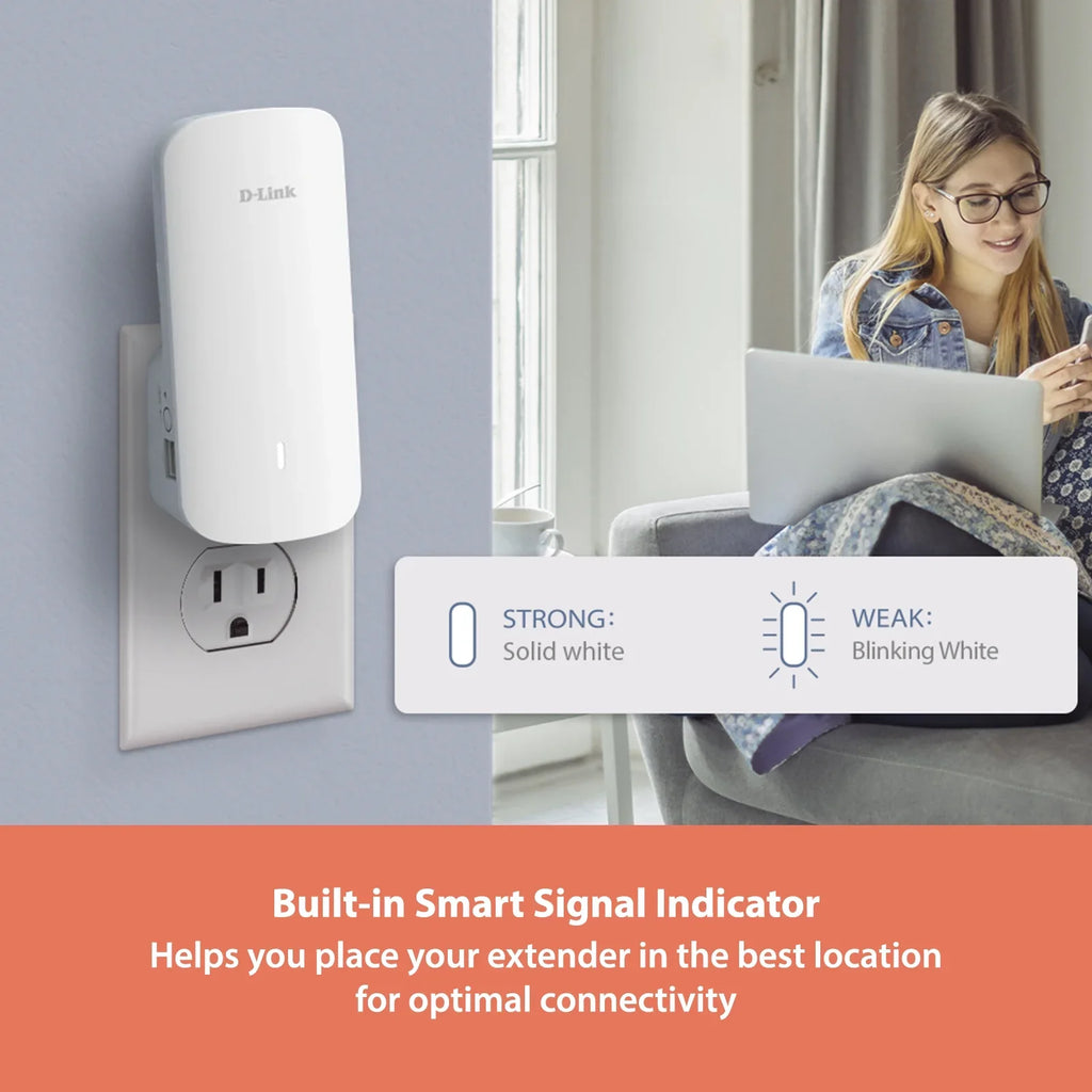 ft | Mesh LAN Sq. Gigabit Cover WiFi 2300 AX3000 6 D-Link (E30) AI | up 1x Extender Port | to Range