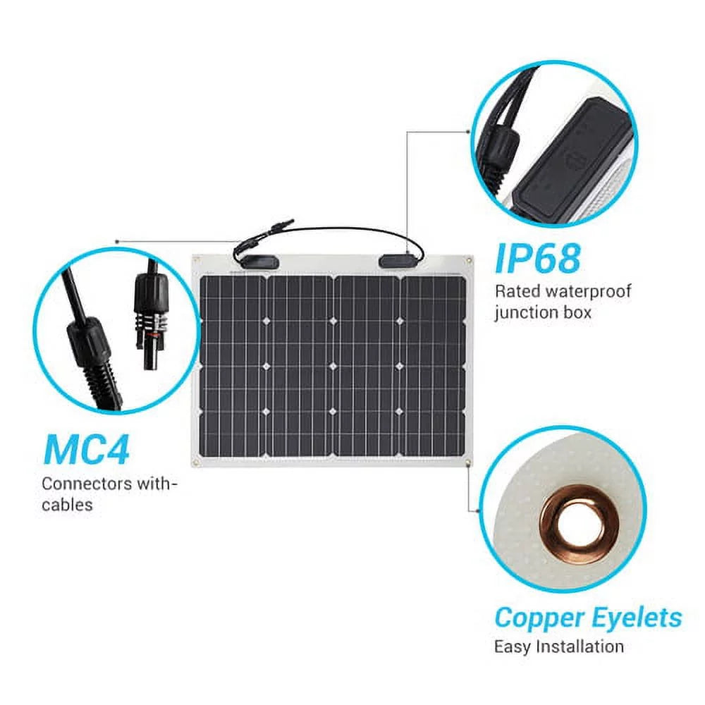 Flexible Watt for Monocrystalline 12 Mono Car Volt Panel Uneven Flexible Solar Van  50 Cabin Charger Renogy Bendable Off-Grid Surfaces RV