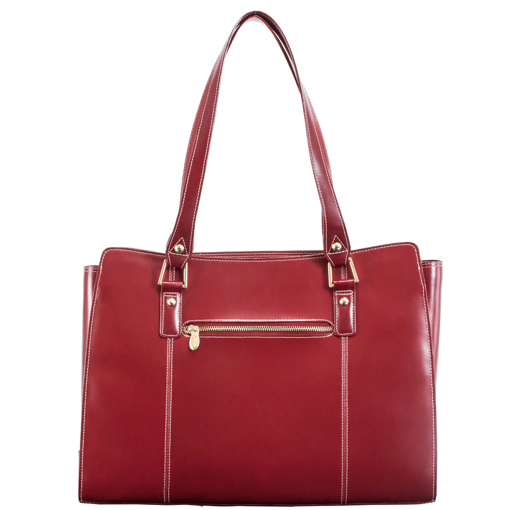 Red Shoulder Leather Tote, 97556, Glenna