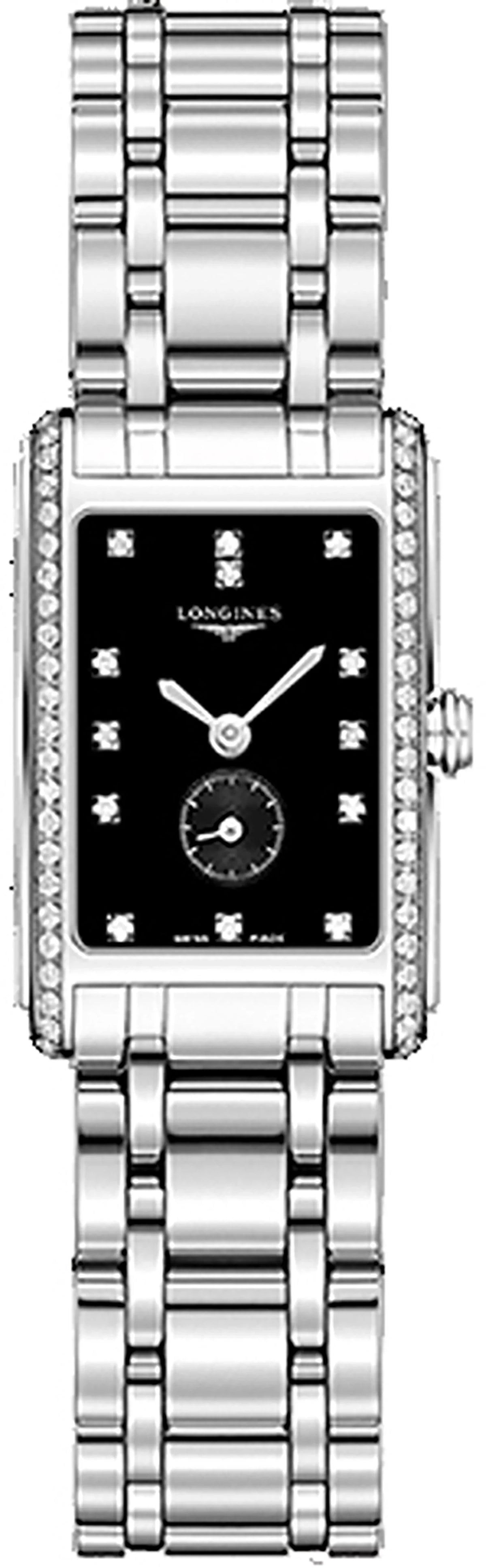 Steel L5.255.0.57.6 Longines Women's DolceVita Watch Black Diamond Dial