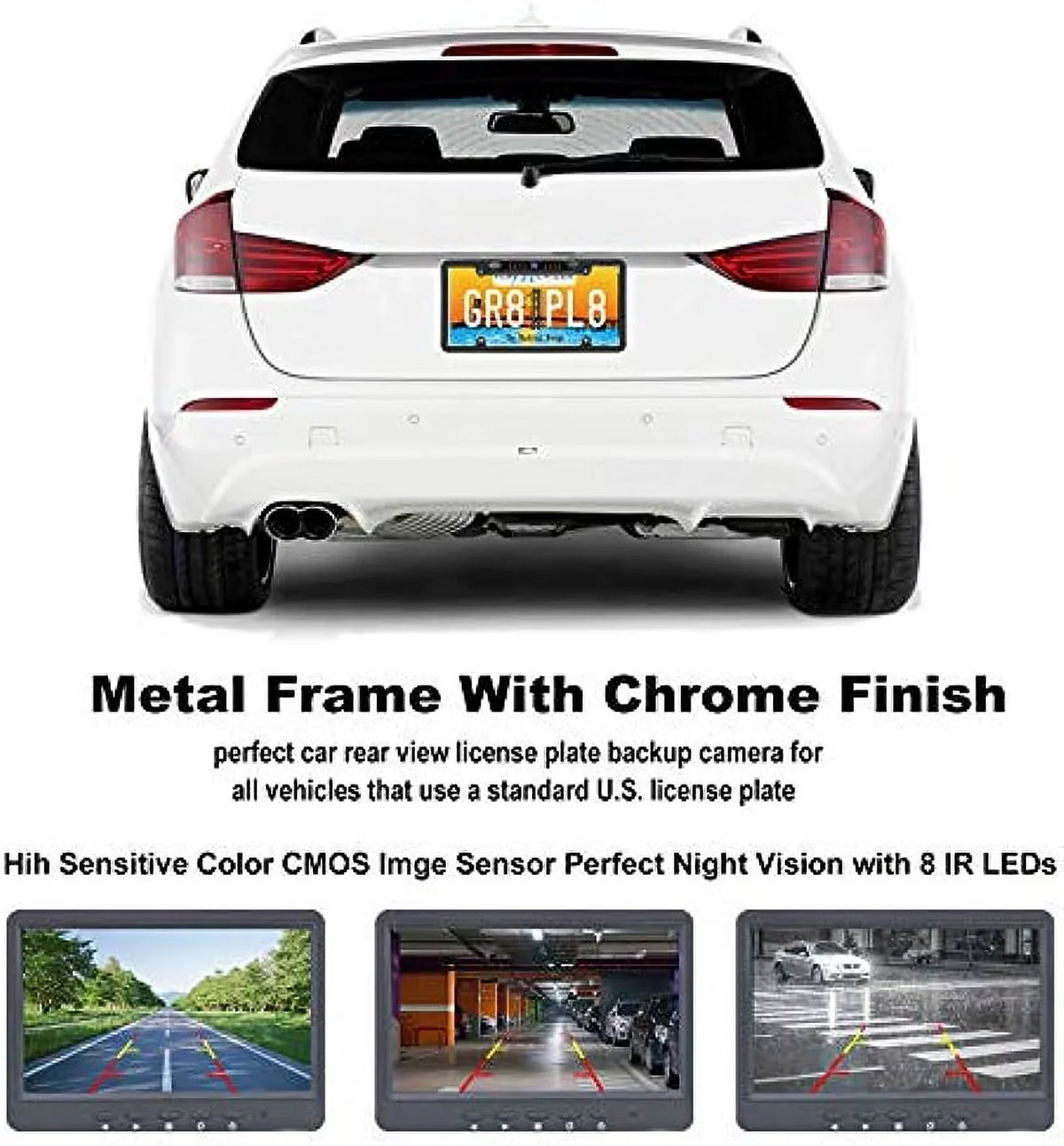 Reversing Angle Camera Rear Universal HD LED Liquidproof Camera, Night Car Backup Viewing Sensitive Plate 170° License 7 Vision Bright High View Camera
