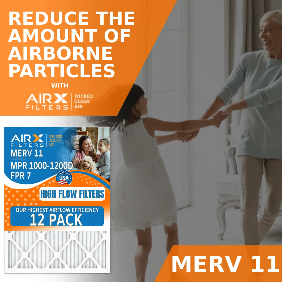 by USA of 1200, Rating, MERV CLEAN AIRX Filters WICKED MPR 11 Comparable 1000, 16x16x1 Air 12 in AIR. Efficiency Made FILTERS Filter MPR 7, Pack FPR Furnace Furnace Filters of Pack High to 12