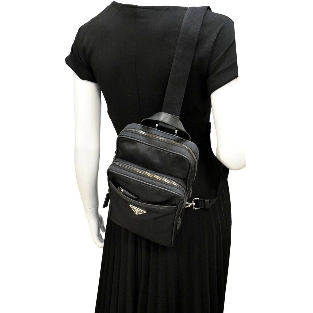 Nylon 2vz026 Backpack PRADA Used Bag Black