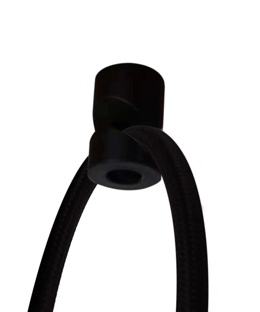 Cord Black Oatmeal Swag Pendant Rounded Square 14"w Plug-In Shade, Light Corner Drum 1