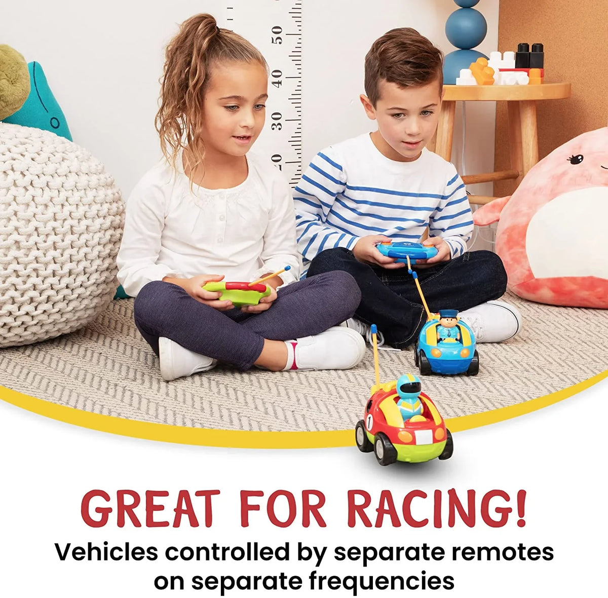 '- Different Can Cars Prextex Car Toddler Pack 2 So Boys Race 2-4 - for Ages Gifts Toys Race for Control Cartoon Each with Car & Girls Police Boys, - Together | Both RC Remote and Frequencies Kids,