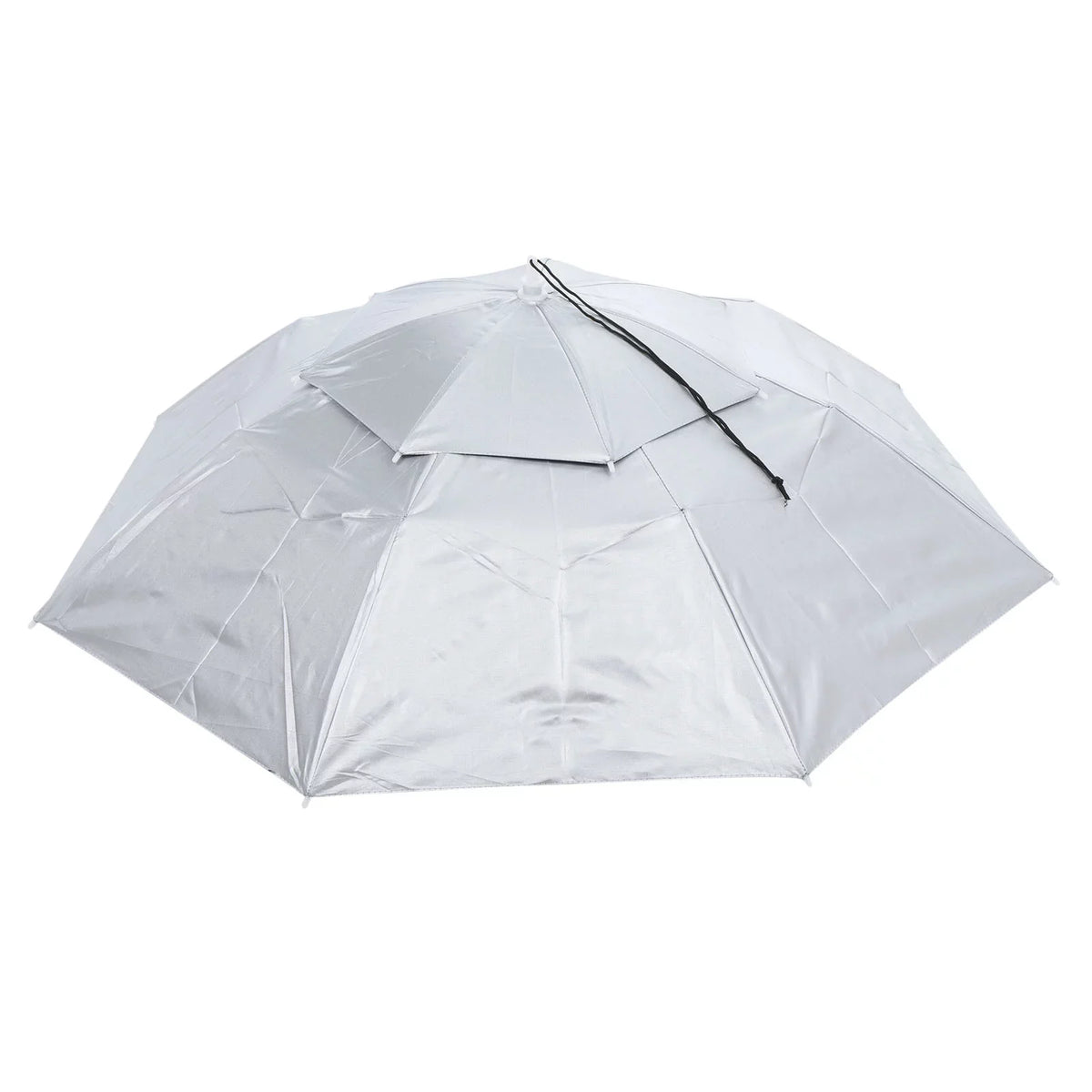 Double Cap OD 37.4" Fabric Strip, Rain Uxcell Folding Head Sun Layer Oxford Hat, with Silver Umbrella