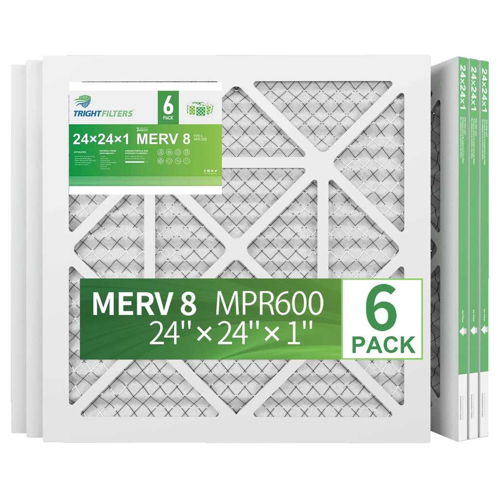 AC Pack 6 Filter TRIGHTFILTERS MERV Air Home 8 Furnace 24x24x1 Filters Pleated HVAC