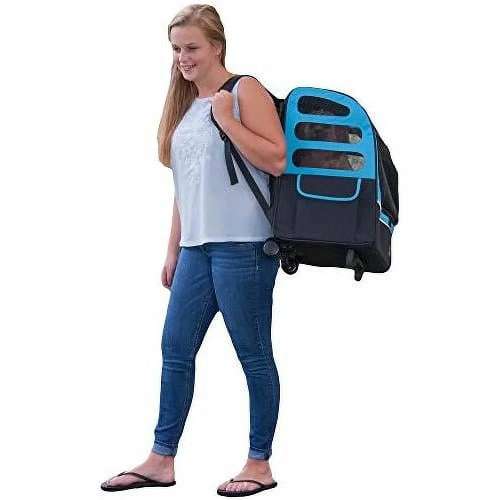 Mesh Tether, For Cats/Dogs, Seat Car Ocean Extra Carrier, Ventilation, Pouch, Traveler Storage Included Telescoping Plus Travel Blue, Large Handle, (PG1280OB)