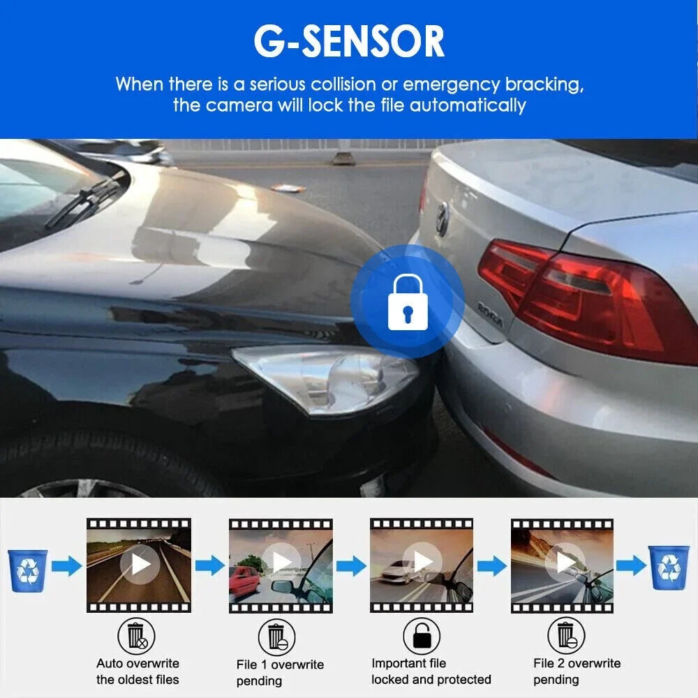 Car Jahyshow Front w/ DVR Dual G-Sensor Lens 1080P Camera Recorder Video Inside Dash Cam