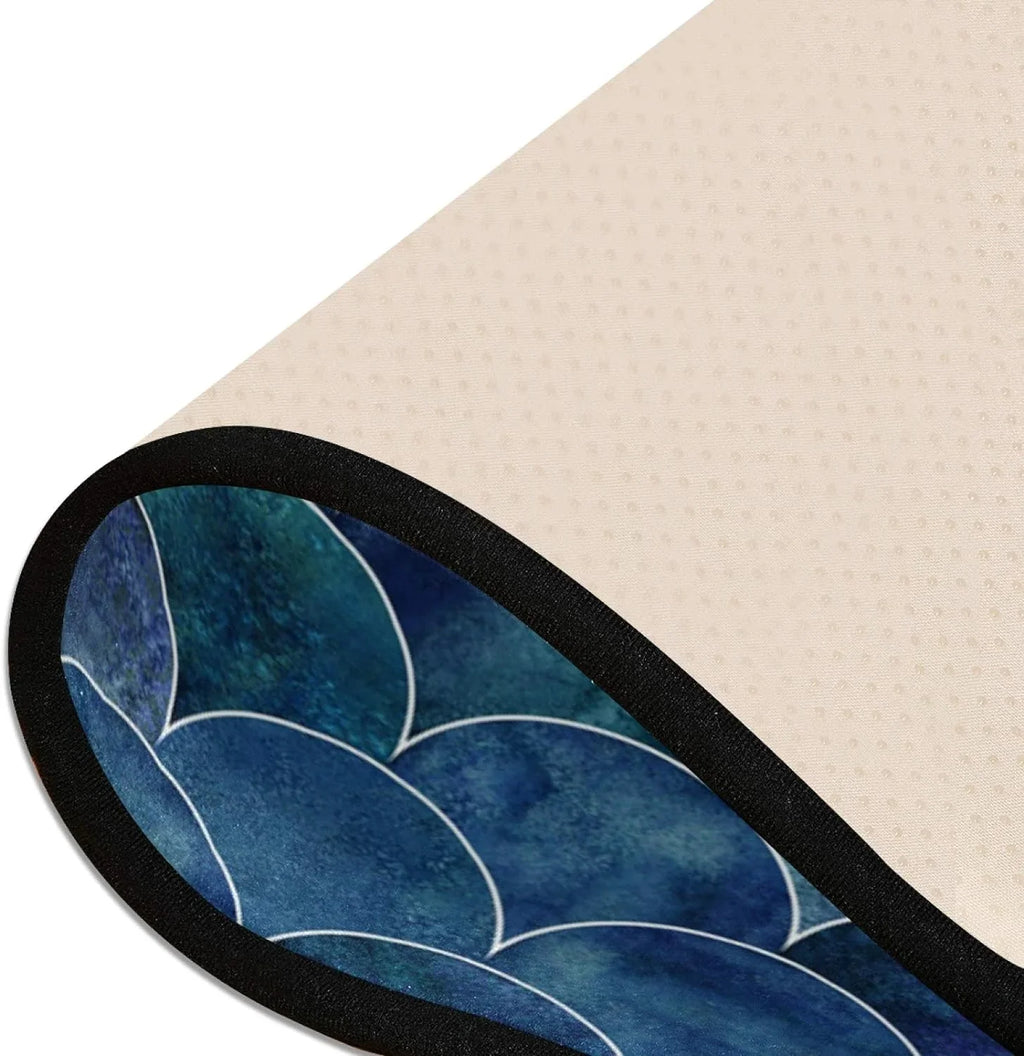 Indoor Runner Hallway Non-Skid Floor Japanese 2x6 Entryway Long and inch Scale Rugs Cushioned Mats Fish 72x24 Ocean Kitchen Rugs for Washable Wave