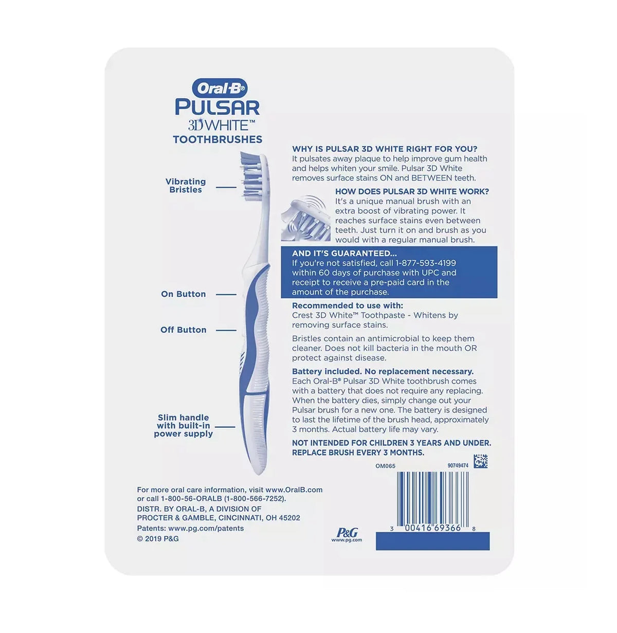 Pulsar 3D 4 White Oral-B Toothbrush, Medium pk.,