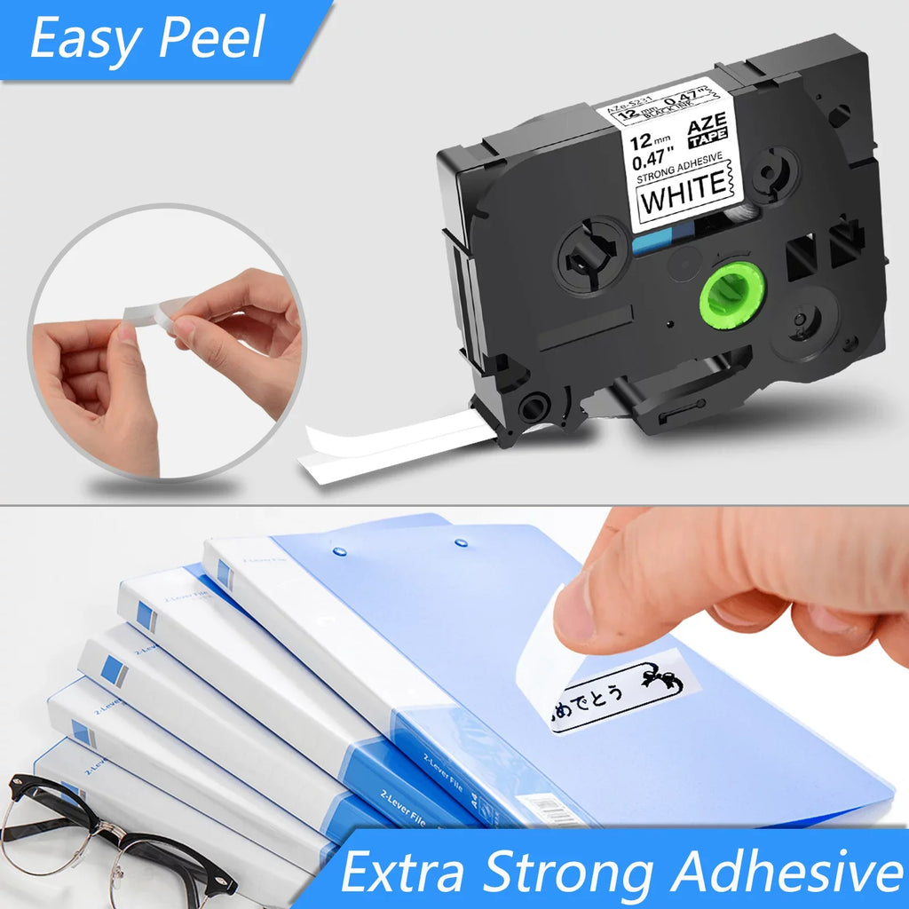 Extra Laminated Brother P-touch TZe-S231 Label TZ White TZ-S231 Tape Black TZe Strength GREENCYCLE Compatible for on 40PK TZe-231 TZ-231 12mm