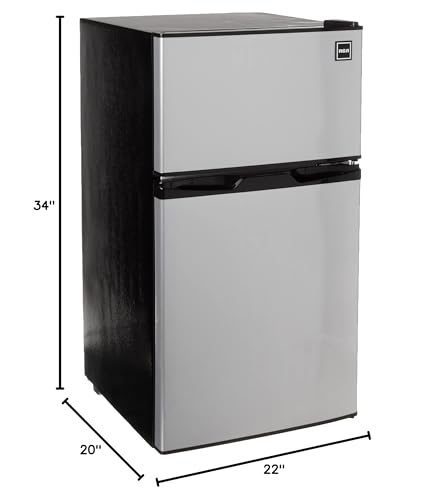 RCA - 2-Door - Compact Refrigerator/Freezer - Reversible Doors - Adjustable Thermostat - 3.2 Cu. Ft. - Black,