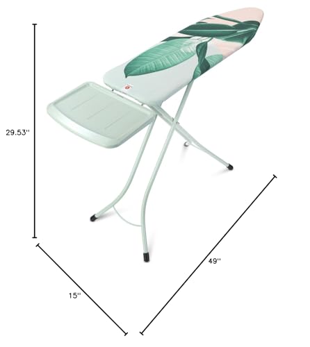 Brabantia Size C Ironing Board (49 x 18in) 7 Height Options, Adjustable Steam Iron Rest Holder & Linen Rack (Ecru) Non-Slip Feet, Anti-Collapse Child