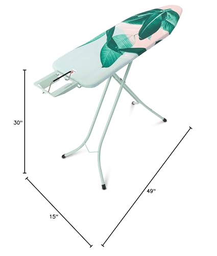 Brabantia Size C Ironing Board (49 x 18in) 7 Height Options, Adjustable Steam Iron Rest Holder & Linen Rack (Ecru) Non-Slip Feet, Anti-Collapse Child