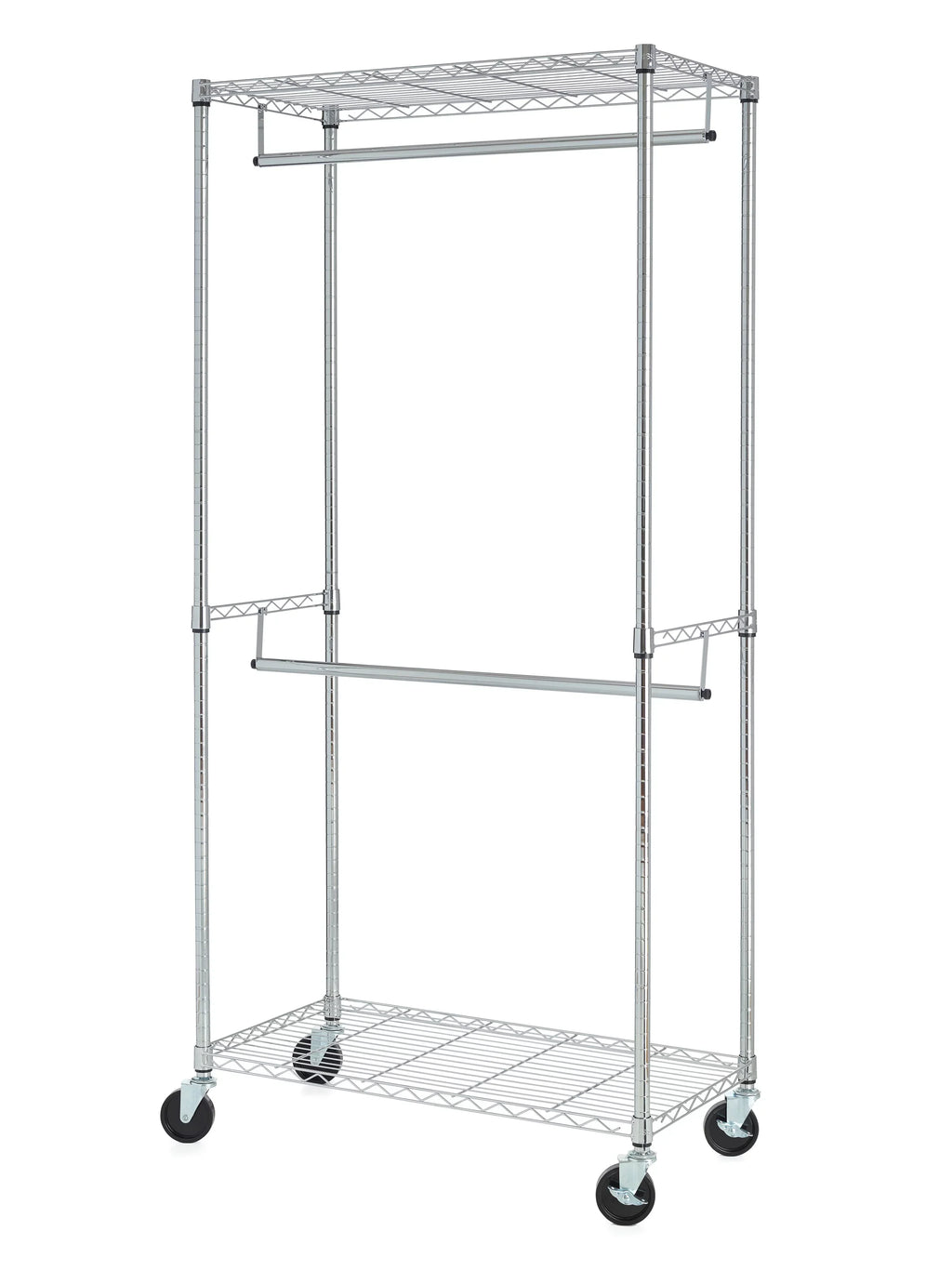 Wire HSS Steel, with Garment Unit 2-Shelf Shelf Casters, Chrome