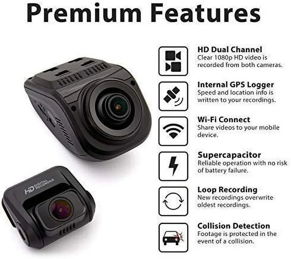 BLACK 1080p Wi-Fi V1P 170° FHD - REXING-V1PPRO Open Cam Wide Rexing Pro Dual Box Angle
