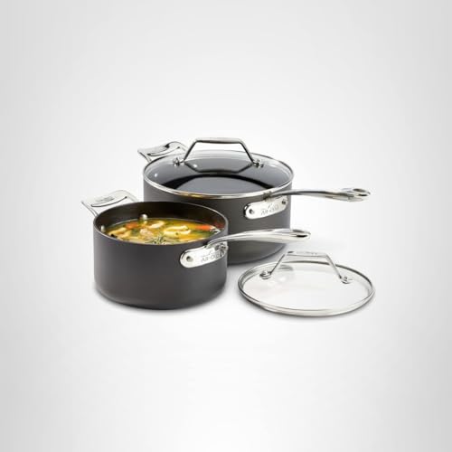 All-Clad HA1 Hard Anodized Nonstick Pots and Pans Set Non Stick Cookware Sets, Oven Broiler Safe 500F, Black