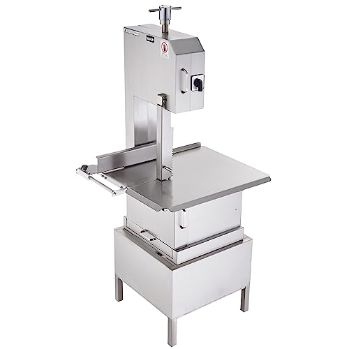 Commercial Electric Meat Bandsaw, 1500W Stainless Steel Countertop Bone Sawing Machine, Workbeach 19.3" x 15", 0.16-7.9 Inch Cutting Thickness