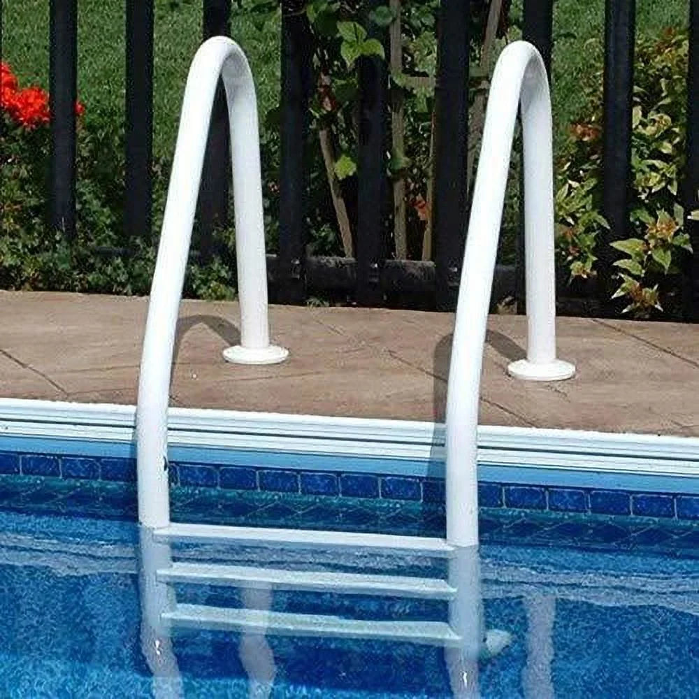 SAFTRON 3-Step Swimming Ladder- Ground Pool White In