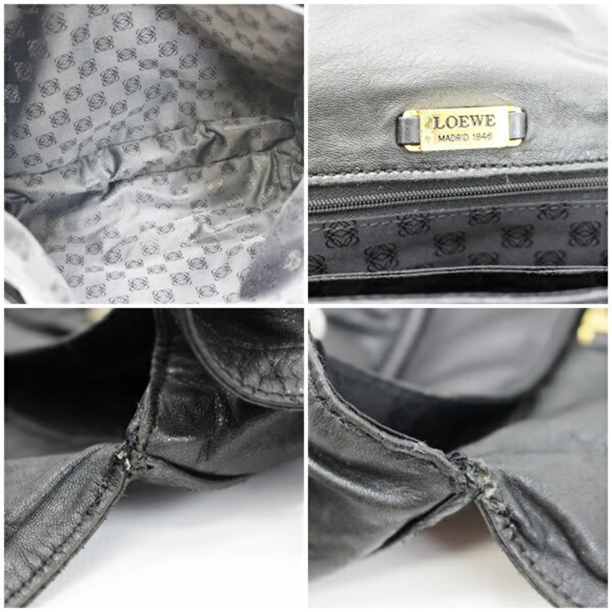 (Good)  Leather Anagram LOEWE Pre-Owned Black Loewe Shoulder Bag