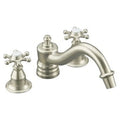 Antique Requires Valve Deck-Mount and with High-Flow Included, K-T125-3D-BN Six-Prong Bath Handles, Ceramic Brushed Vibrant Handle Nickel Skirts, Faucet KOHLER Not Trim Insets