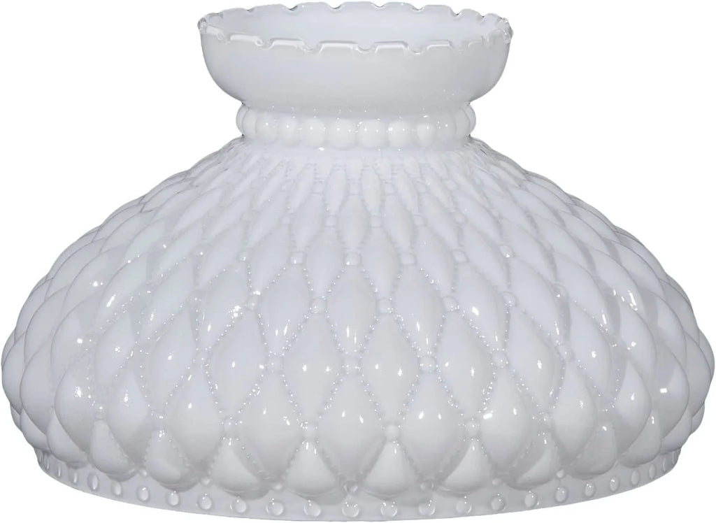 Crimped Diamond Opal Pattern Glass 10" Top with Shade GOURE® Student Quilted