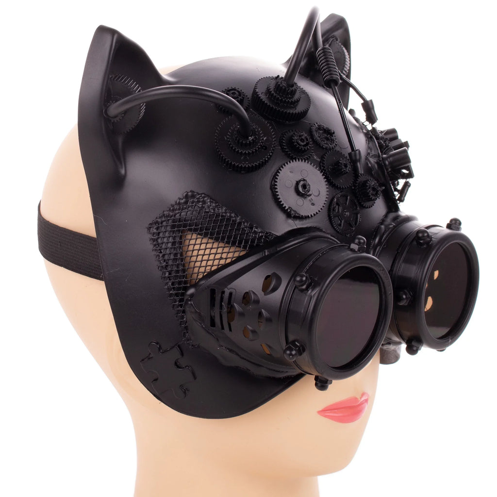 Kitty Goggles Kbw Costume Women's Masquerade Mask Half with Cat Black Steampunk