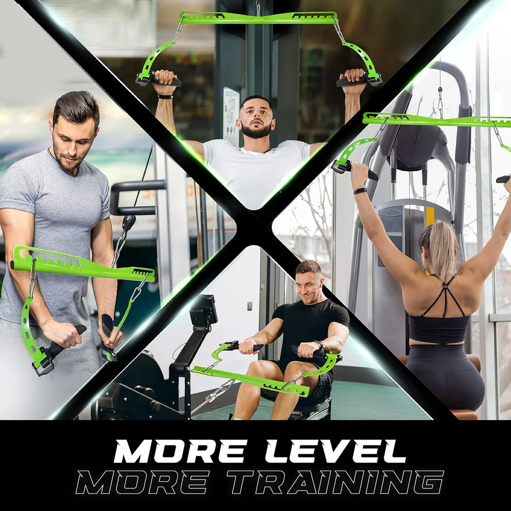 Pulldown Pulley Gym System Attachments Neutral Grip Cable Multi-Grip Bar/Spreader/Paddle for LAT Machine Home Wide Yes4All