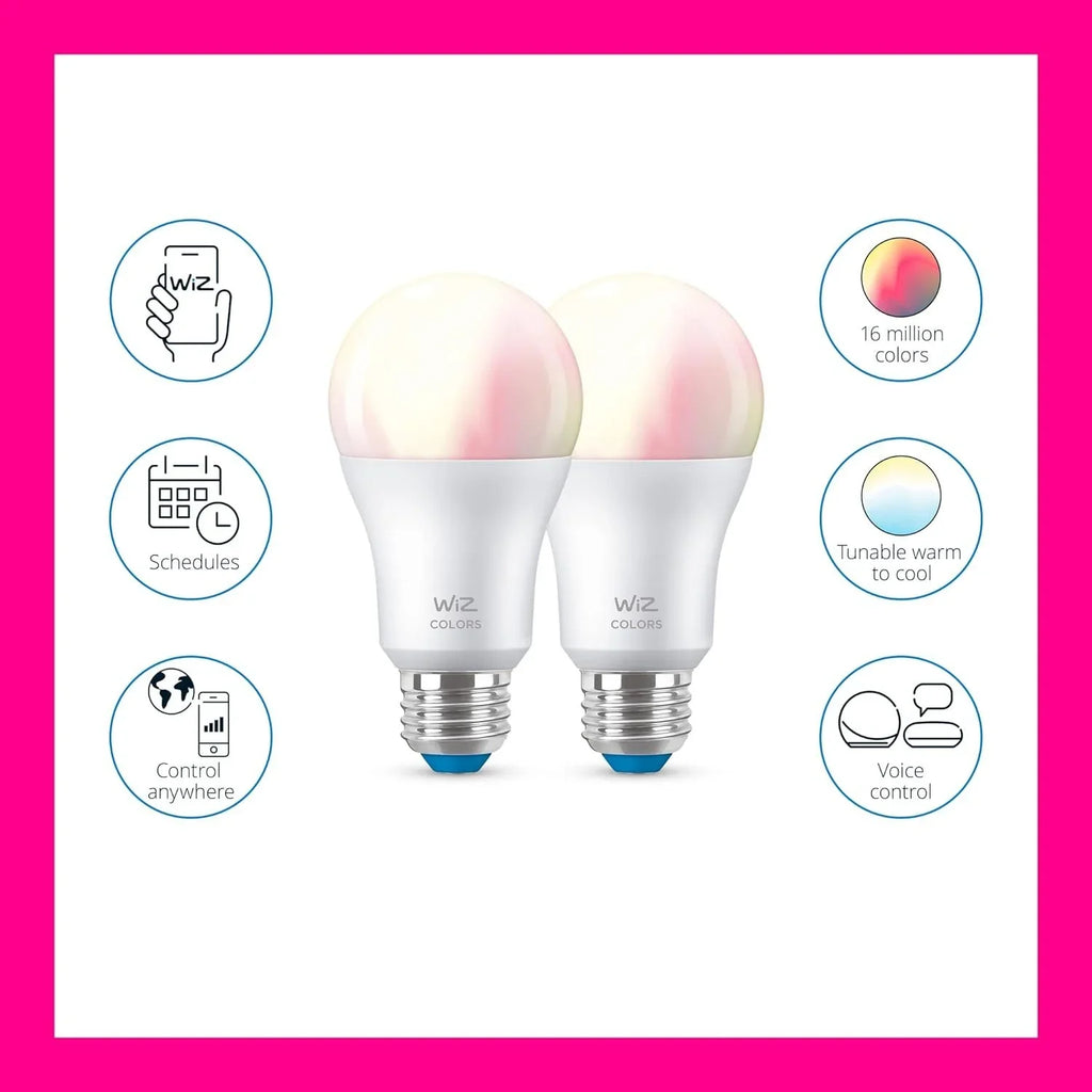 Connects LED 60W Indoor Color - or + - - Existing A19 Your Pack with Control Matter 6 Activate to E26- Smart App Motion Compatible Voice Bulb - - with WiZ of Wi-Fi