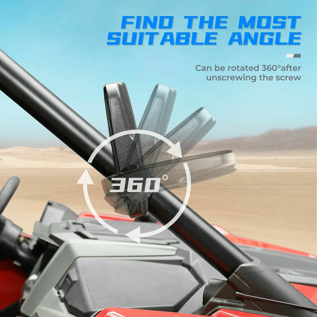 Compatible 1.75"-2" Rear Set X3 Bar Clamp Mirrors with 1000 Center Polaris 900 Can-Am View UTV RZR Mirrors