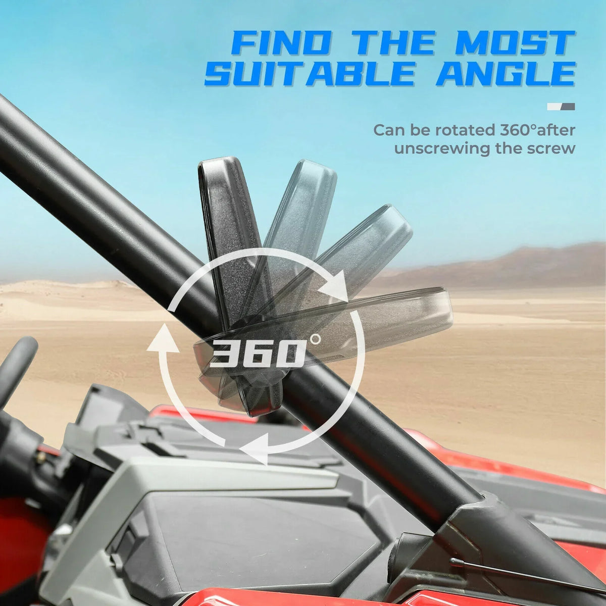 Compatible 1.75"-2" Rear Set X3 Bar Clamp Mirrors with 1000 Center Polaris 900 Can-Am View UTV RZR Mirrors