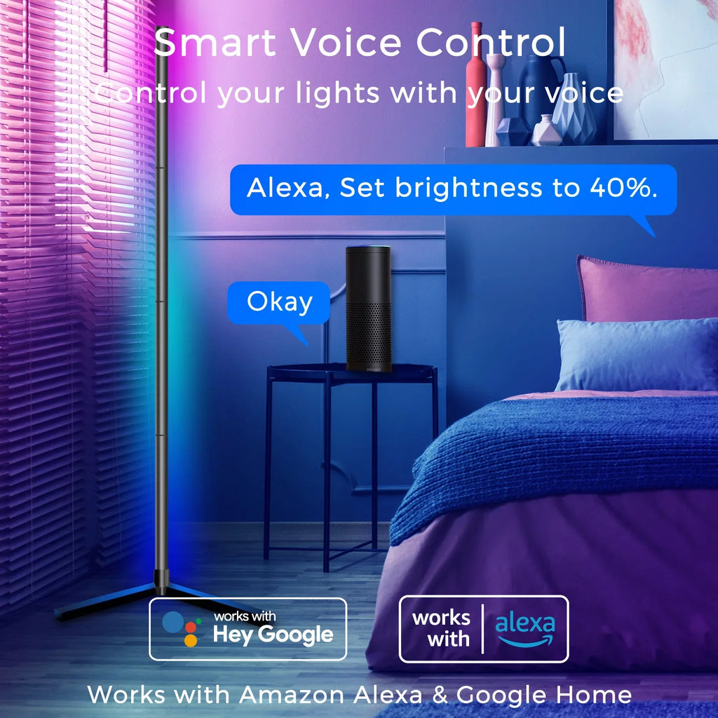 Smart Floor LED WiFi Syn Lamp, Color eco4life Dimmable, Changing, Standing Music