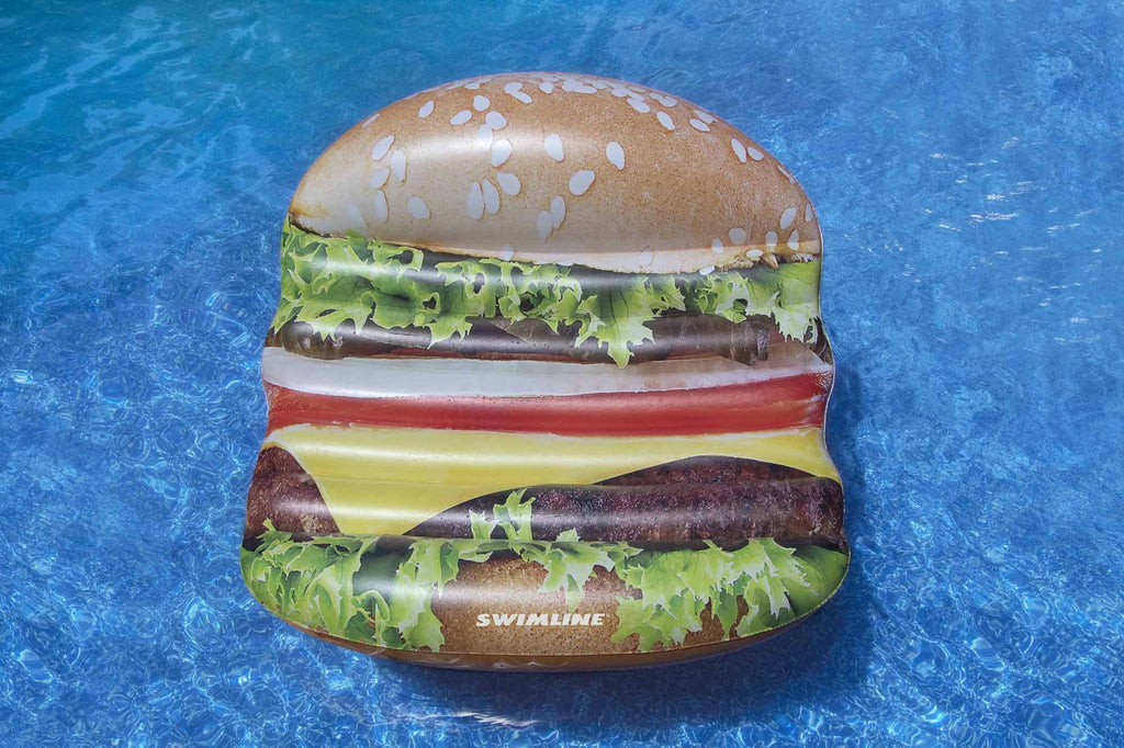 Pool 60-Inch Island Inflatable Float Swimming Deluxe Brown Cheeseburger