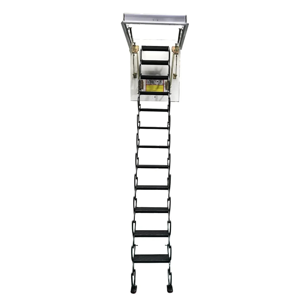 Black Attic Stairs Size 31.5"x Ceiling Loft (Open Ladder INTSUPERMAI 12 9.8Ft Folding Steps Height Mounted 39.37")