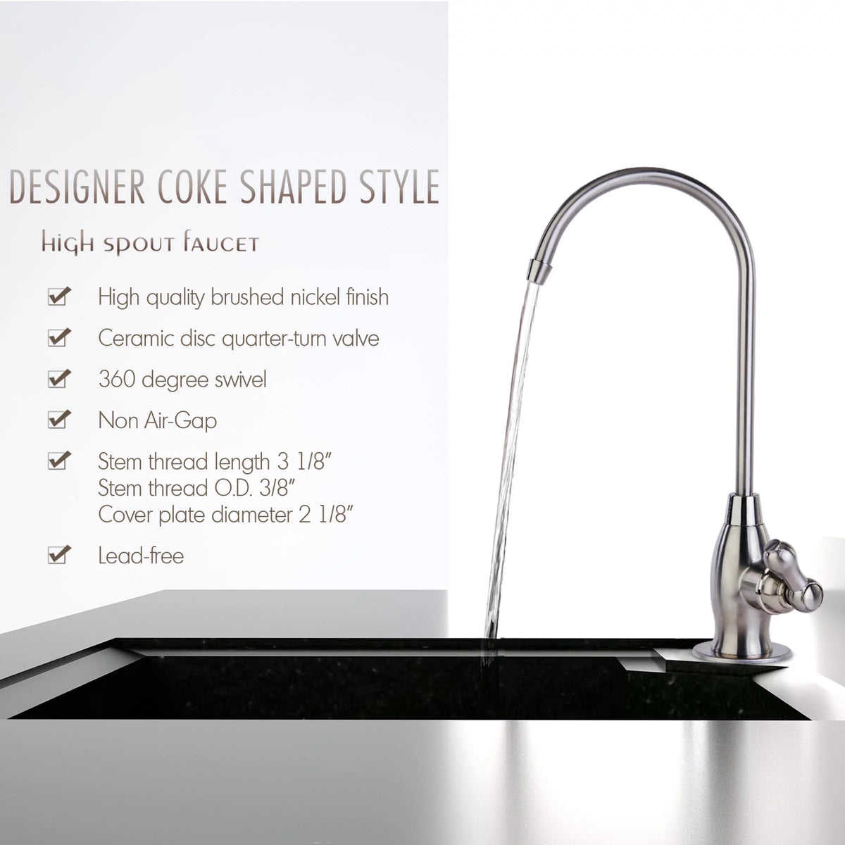 Wine Duty Faucet, Bar Osmosis, Antique Reverse High Drinking Kitchen Spout Liquid, Heavy GK1-AW Contemporary Sink RO iSpring