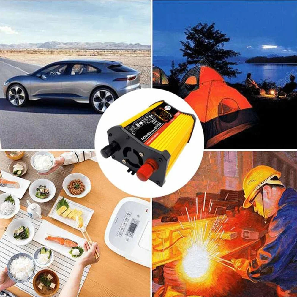 Inverter Charging 500W Ports Auto Fast USB 6000W Display Charger Modified Intelligent 2 Sine Adapter Digital Converter ALLTIMES Car Power DC12V-AC220V Reted Wave