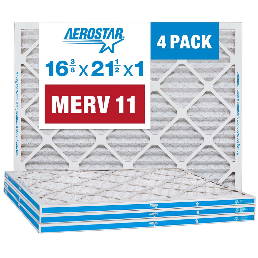 Pack MERV 3/8 16 11 Aerostar Pleated x Filter, Air 1 x Furnace Filter, Air AC 4 1/2 21