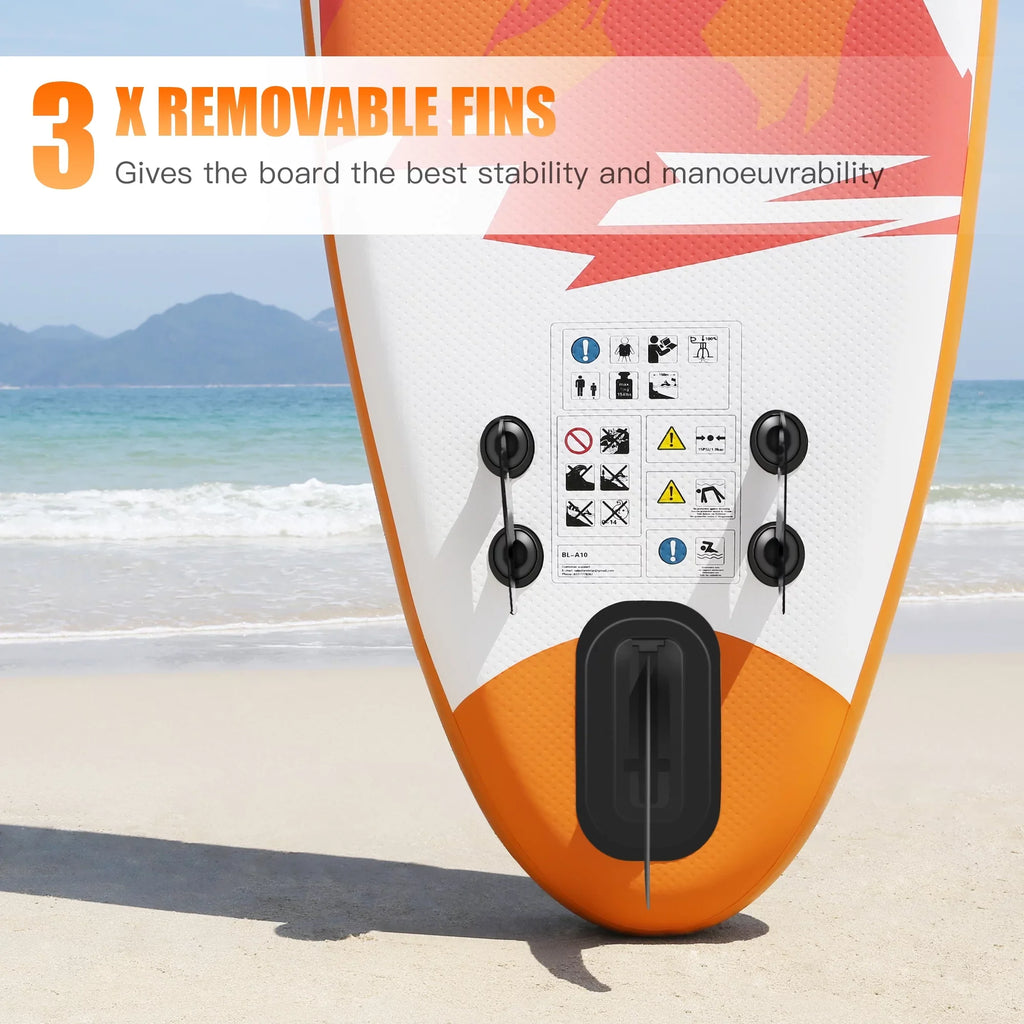 Stance, 10' | Paddle Boat-Orange with 3 Control, (6"Thick) |Youth Inflatable Deck Fin Paddling, Famistar Adult Wide Stand Standing Board Pins Up Non-Slip SUP/ for & Bottom Surf
