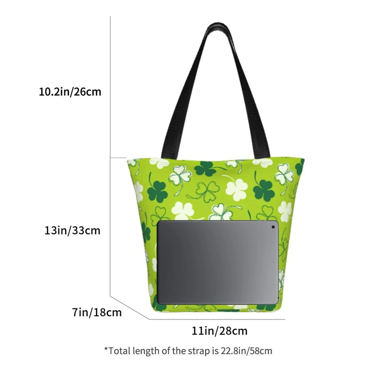 Office, Groceries, St for Shopping Day7 Bag, Fitness Tote Stylish Buying Patrick's Suitable with Shoulder Easygdp Bag Handbag Zip, Canvas