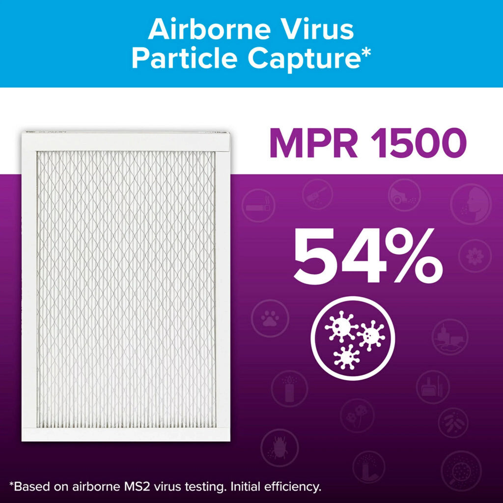 Bacteria Filter, 16x20x1 Filtrete MPR Air Smart MERV 1500 1 Filter Virus, 12, Allergen,