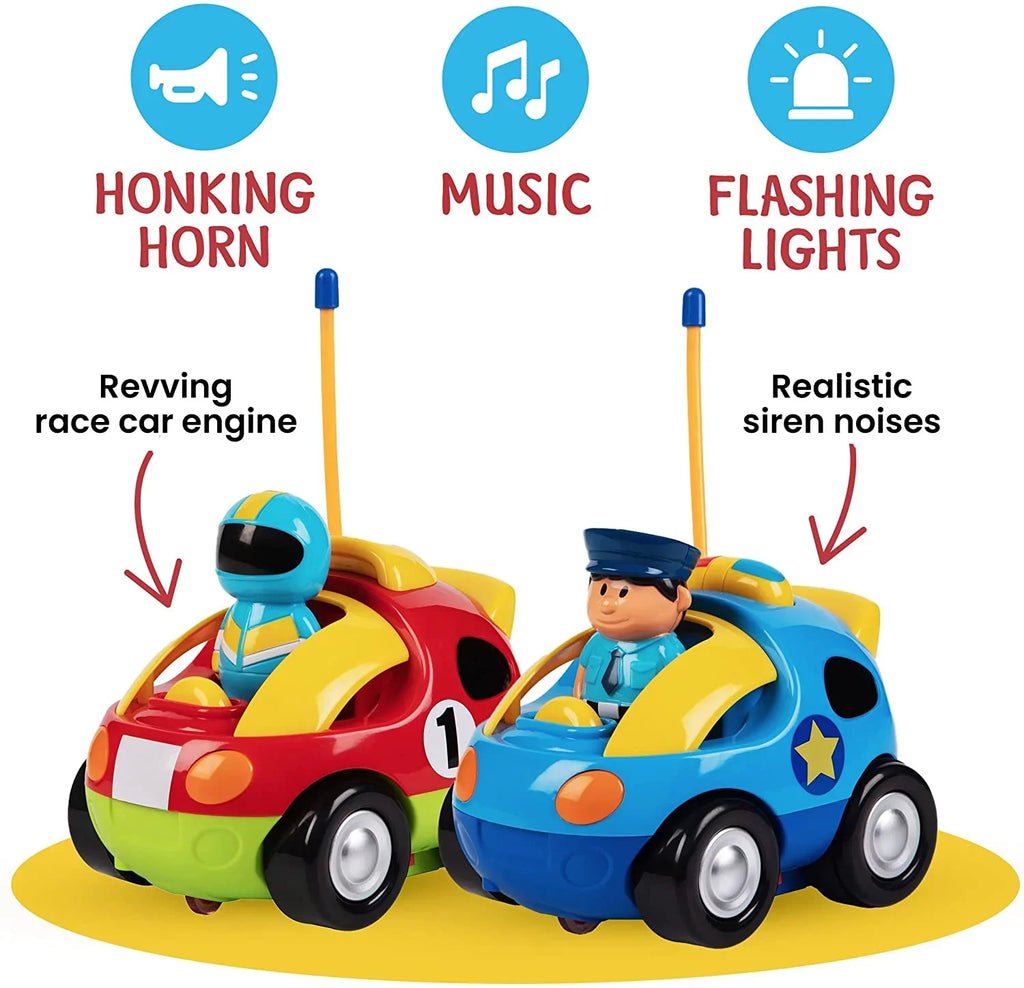 '- Different Can Cars Prextex Car Toddler Pack 2 So Boys Race 2-4 - for Ages Gifts Toys Race for Control Cartoon Each with Car & Girls Police Boys, - Together | Both RC Remote and Frequencies Kids,