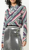 Artelier Petite Miller Bodysuit, Button Nicole MULTICOLOR Abstract US Down