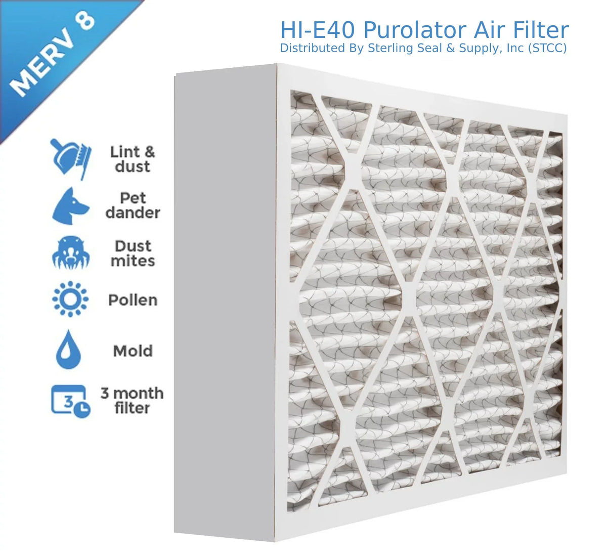 Air Pack) 8, Extended Hi-E MERV Pleated Mechanical (3 Filter, Purolator 16x20x4, Surface 40