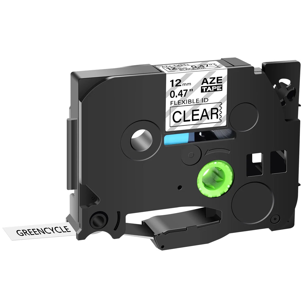 TZ x Label for P-touch Black ID 30PK Flexible 8m on TZe-FX131 TZ-FX131 Cable Brother 12mm Clear TZ-131 Wire Compatible GREENCYCLE TZe-131 TZe Tape