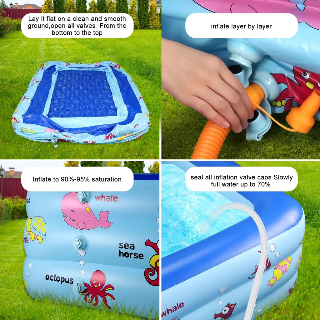 Children's Large 3-Story 83 Inflatable inch, Pool Family * Lounge 26 Pool Swimming 57 *