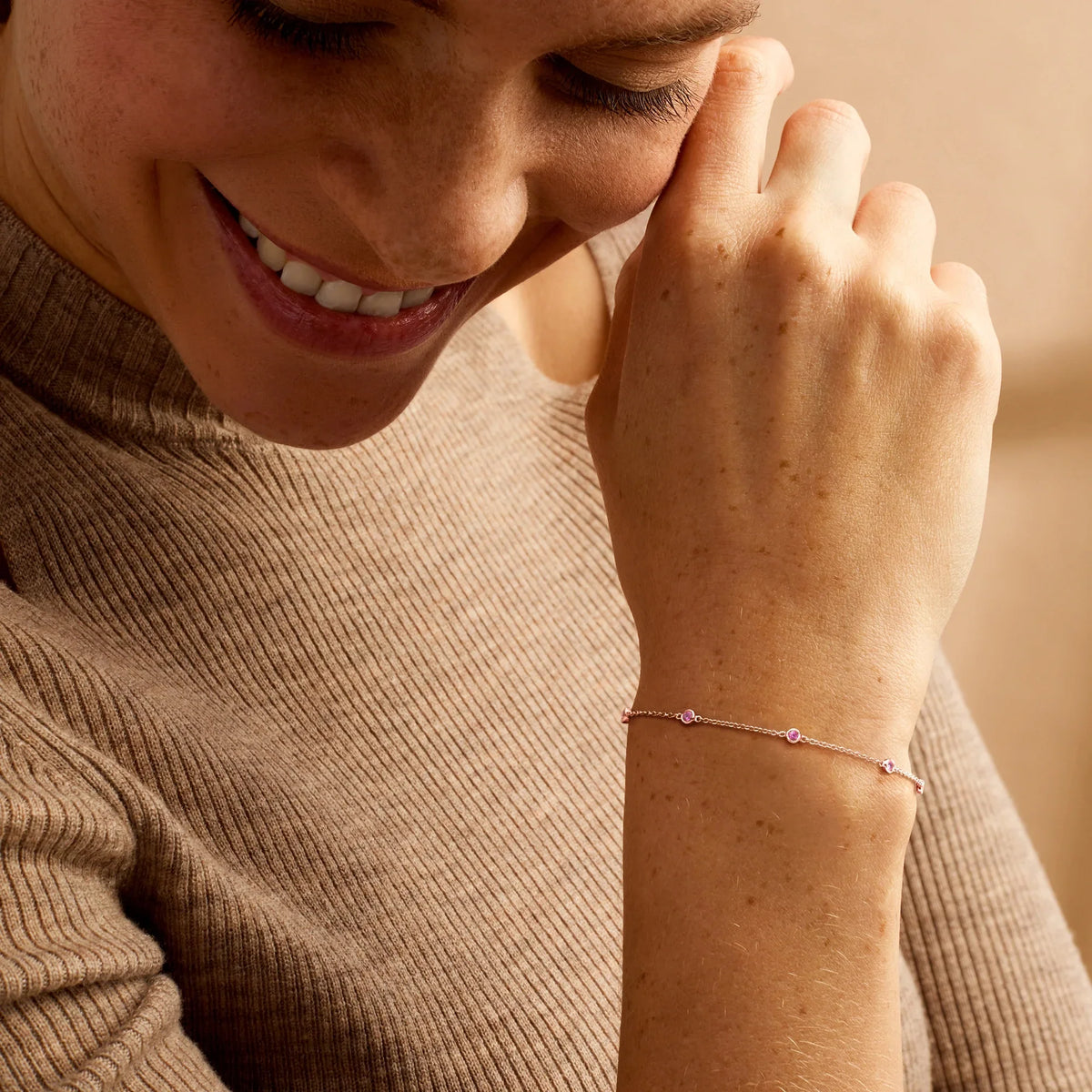 0.20 14kt Adult ct. Sapphire Bracelet by Pink in Station Pure t.w. Ross-Simons Women's, Rose Gold, RS