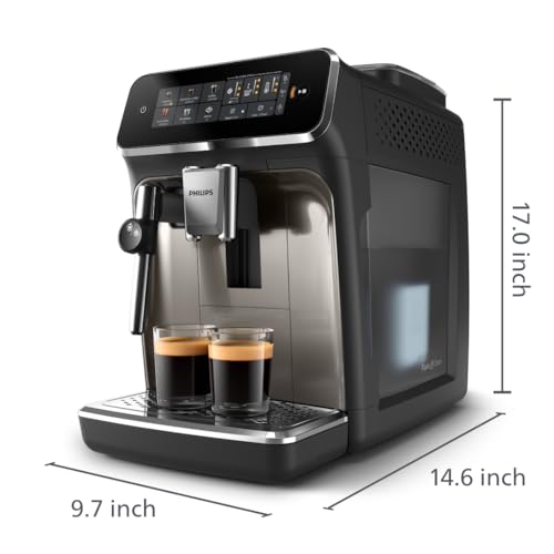 Philips 3300 Series Fully Automatic Espresso Machine with LatteGo Milk System and integrated grinder, 6 Hot & Iced Coffee Pre-Sets, 40% Quieter
