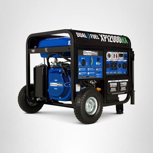 DuroMax XP13000HX 13,000-Watt Dual Fuel Portable Generator - Gas & Propane, Electric Start, Whole Home Power Backup, Transfer Switch Ready, RV &